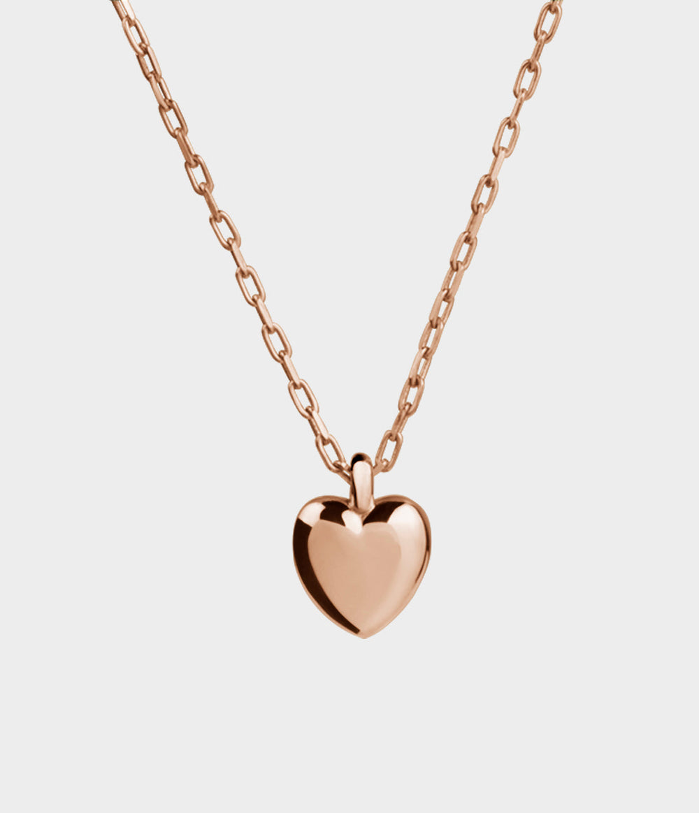 Heart Charm Necklace / 9 Carat Rose Gold / No Stones