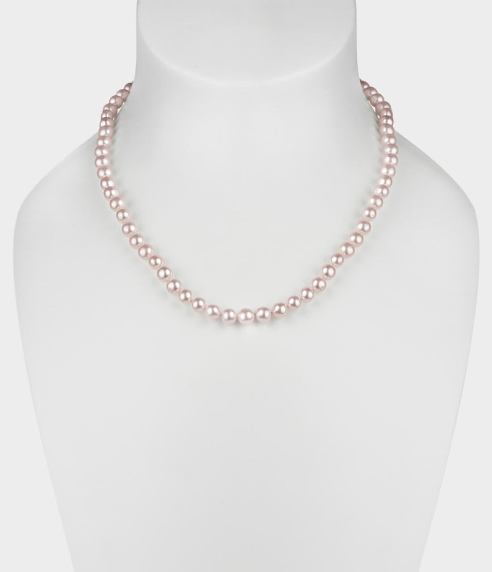 Hope Round Pearl Necklace / Sterling Silver / Round Pink Pearls
