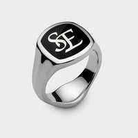 Initials Enamelled Signet Ring in Sterling Silver - Custom Option