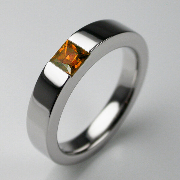 Times Square 4 Ring in Silver with Citrine, Size Q
