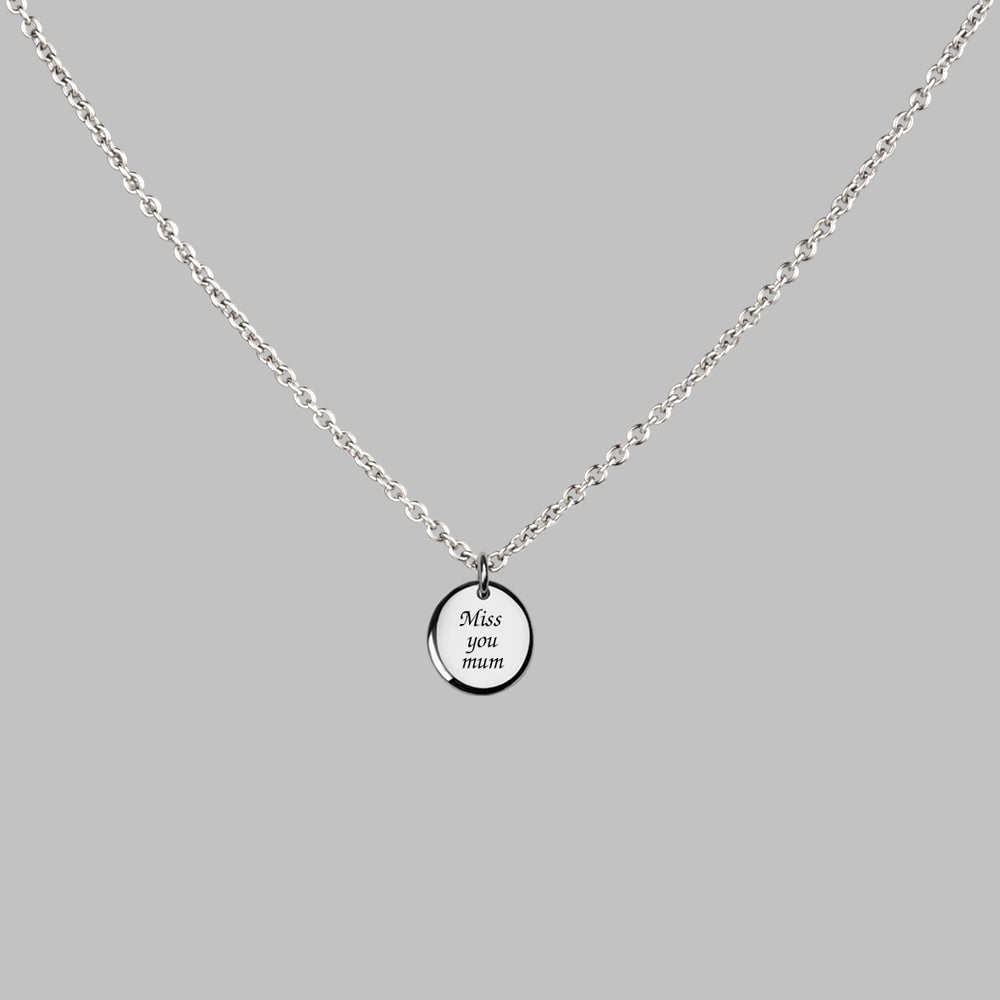 Love you mum Disc Necklace in Silver