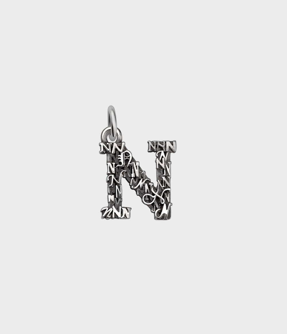 Letter Charm / Sterling Silver / N