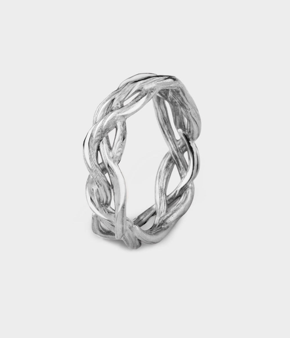 Large Vine Ring in Silver, Size P