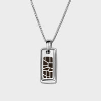 London Oak Mosaic Necklace in Sterling Silver - Front View
