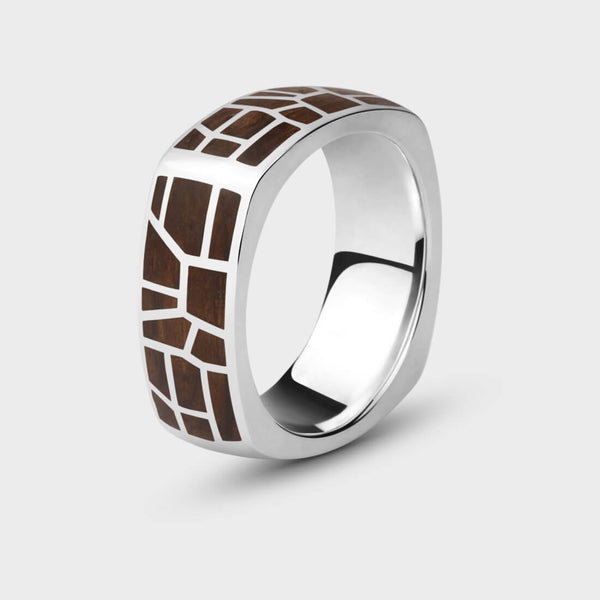 London Oak Mosaic Ring in Sterling Silver - Main View