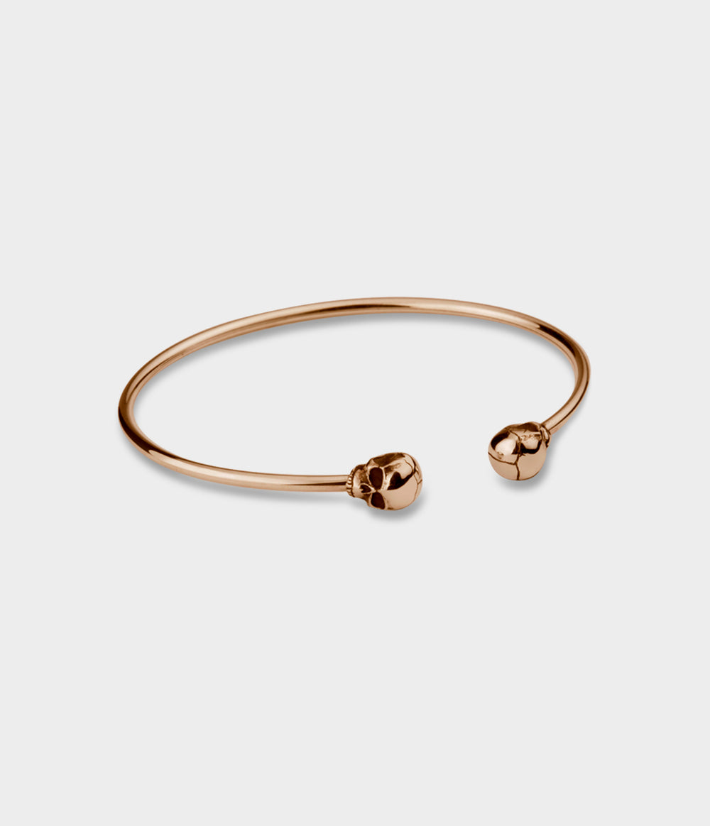 Mini Skull Bangle in 9ct Rose Gold, Size Small