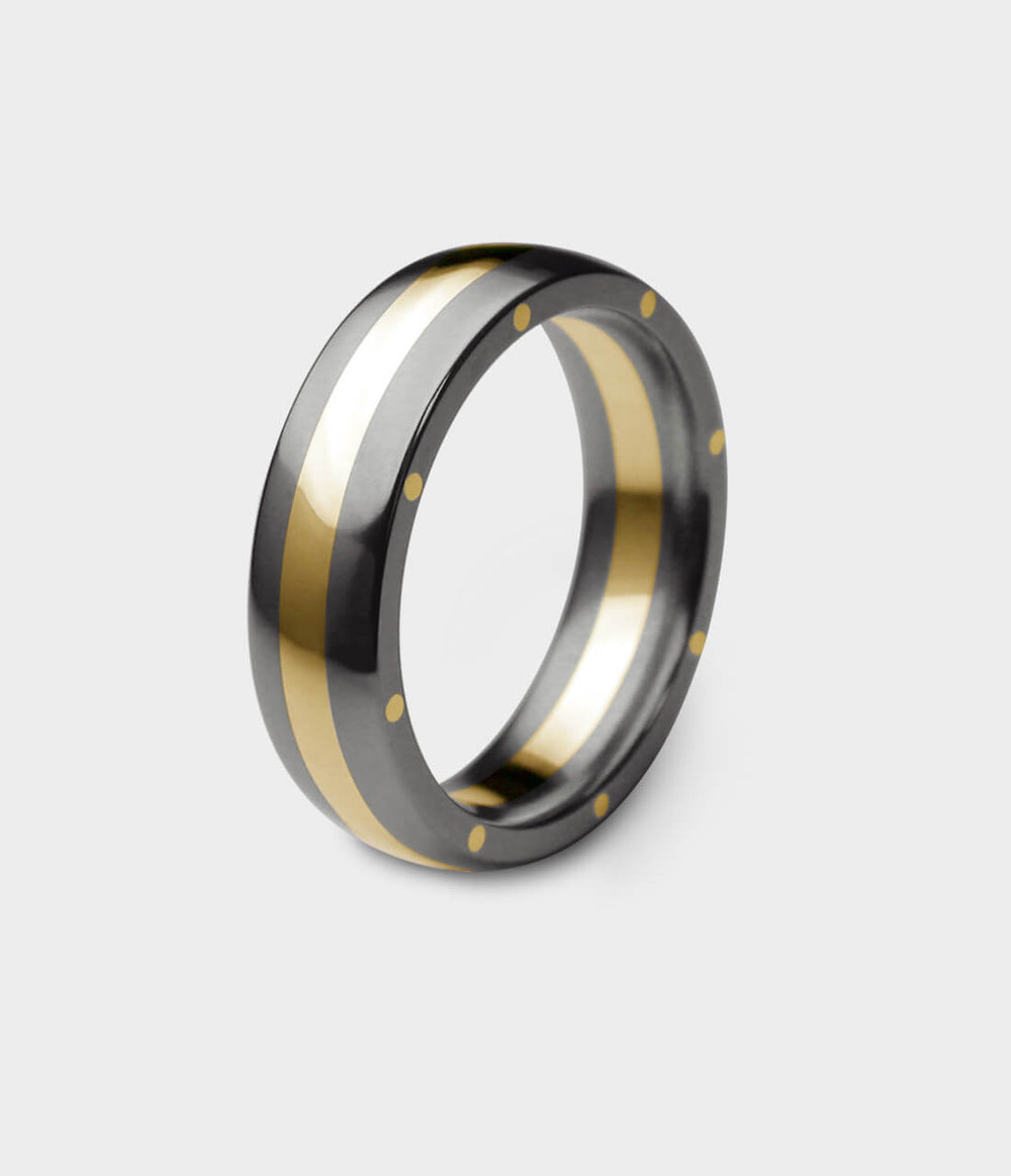 Metal Geo Ellipse in 9ct Yellow Gold & Titanium, Size X 1/2