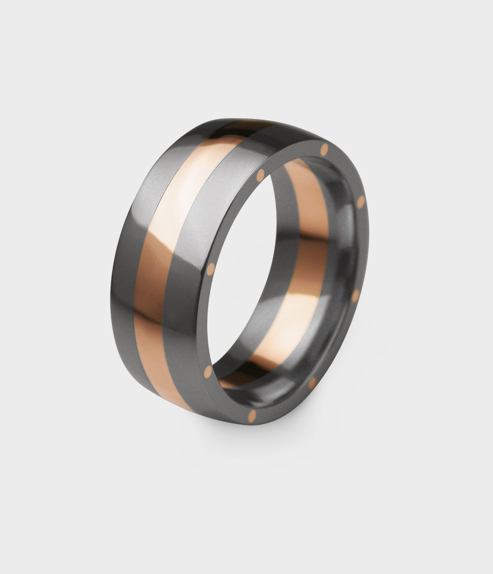 Metal Geo Ellipse Wide Ring in 18ct Rose Gold, Size O
