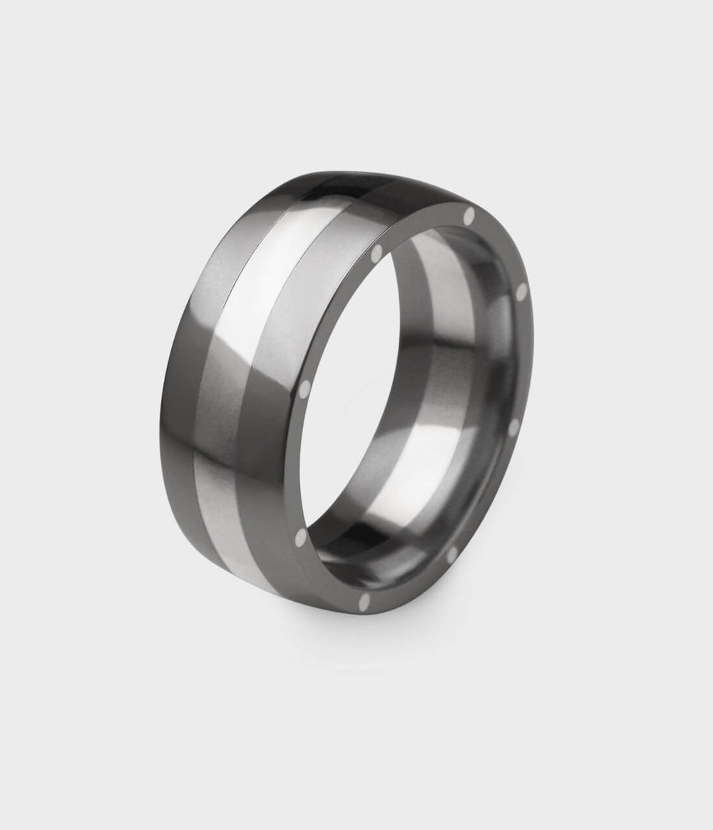 Metal Geo Ellipse Wide Ring in Silver, Size P