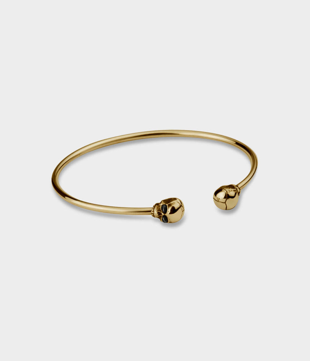 Mini Skull Bangle in 9ct Yellow Gold, Size Medium