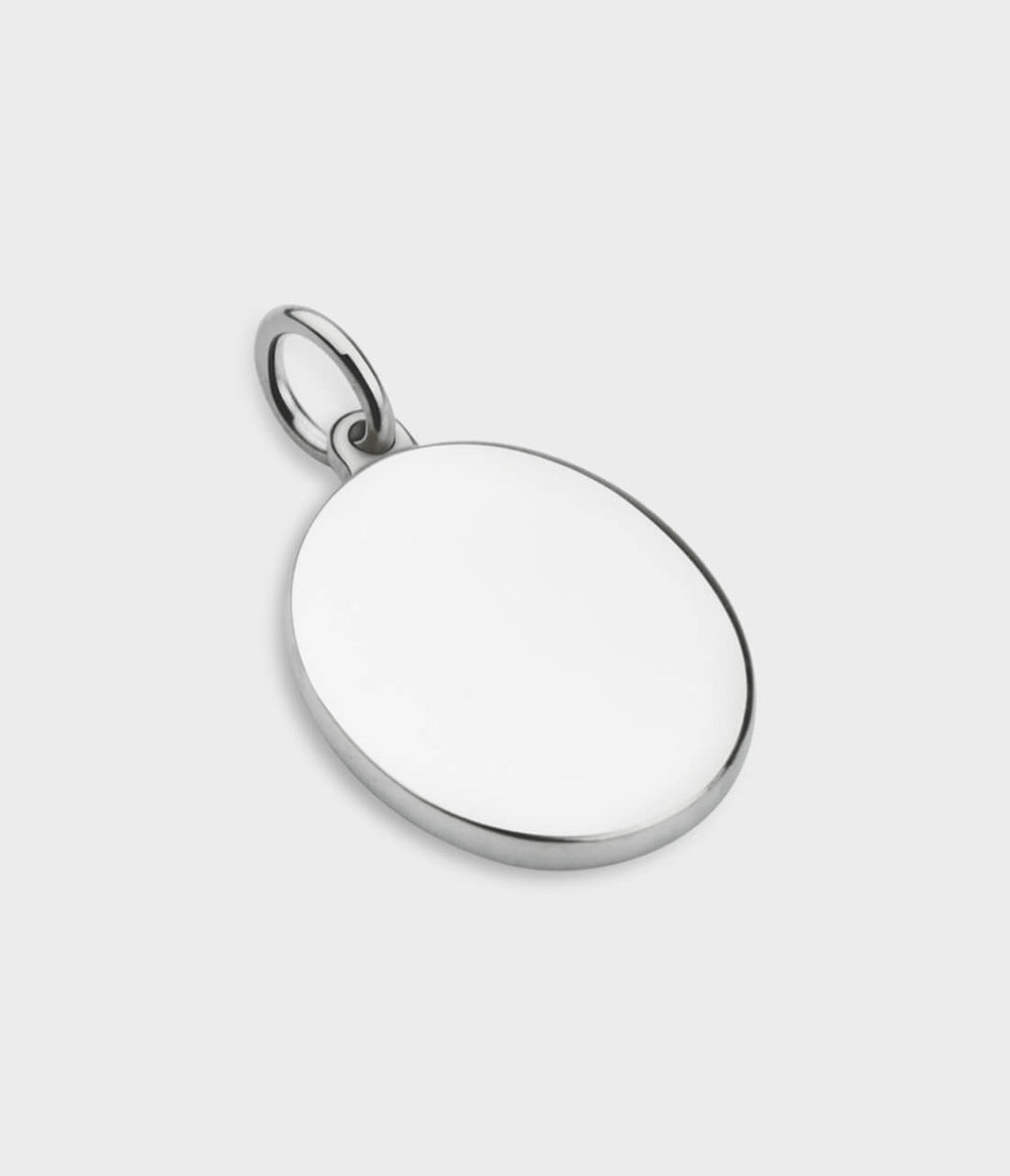 Oval Disc Engraving Charm in Silver