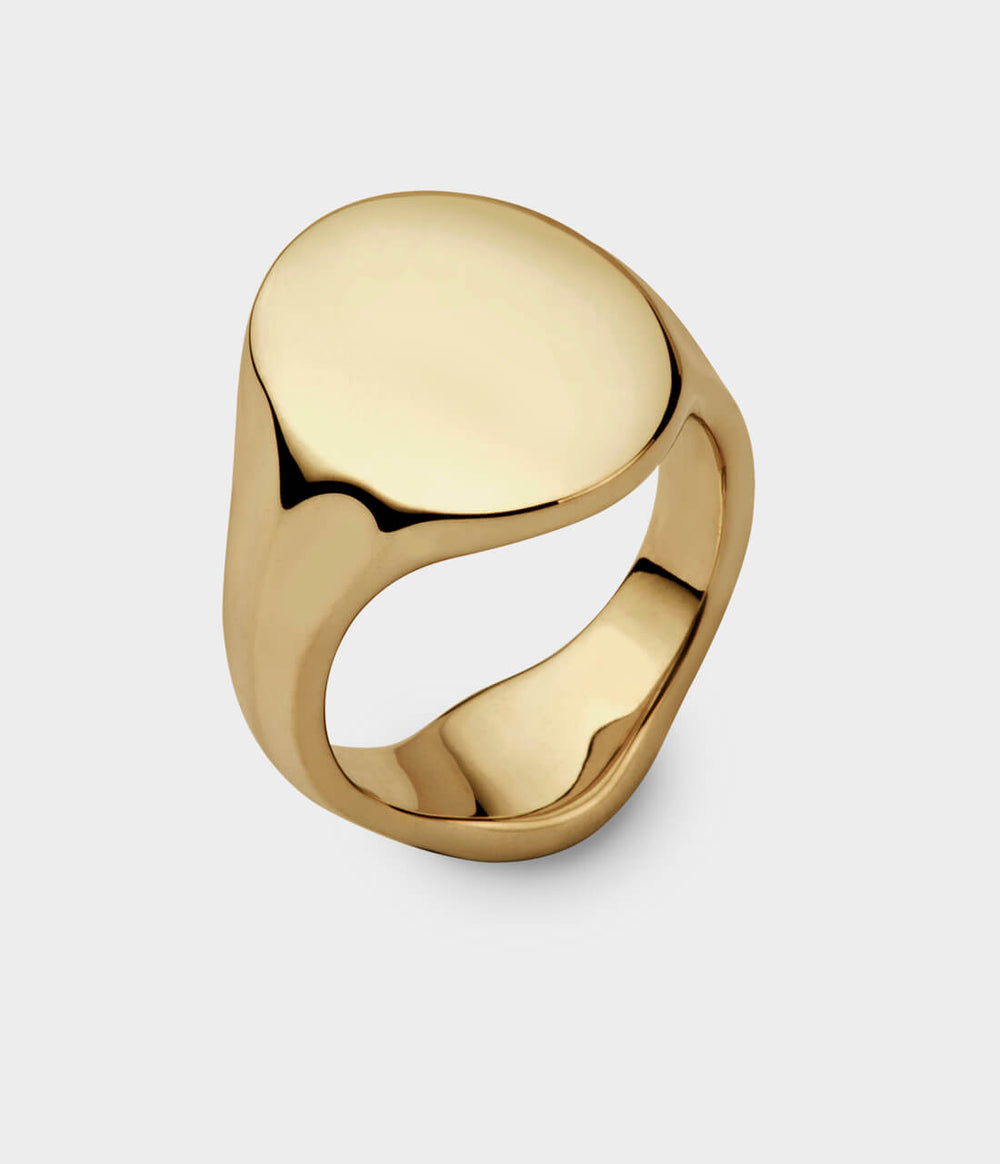 Oval Signet Ring in 9ct Yellow Gold, Size P