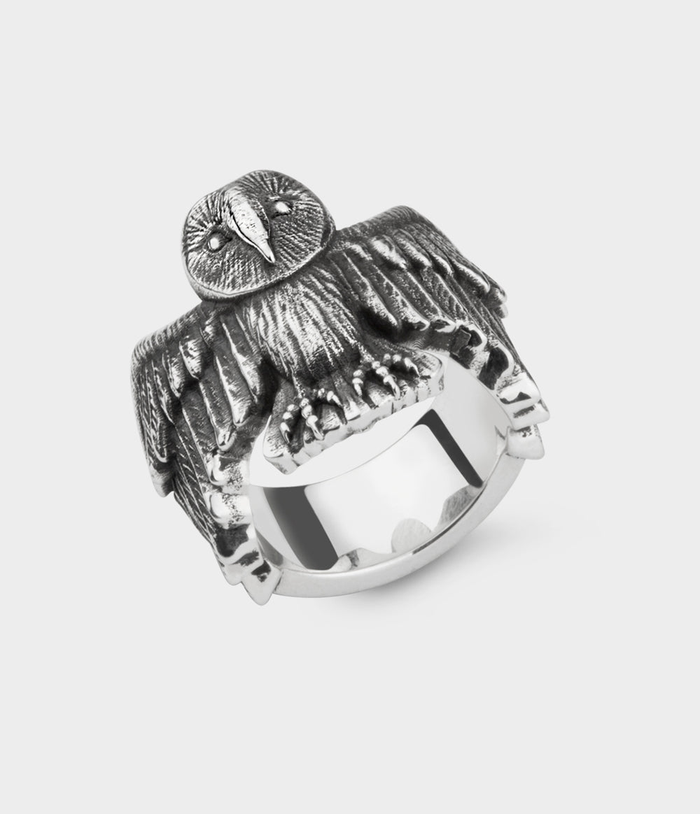 Owl Ring in Silver, Size M