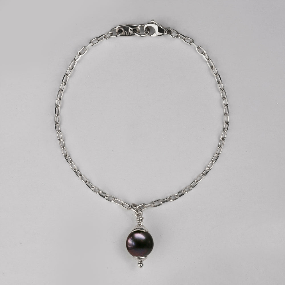 Ruben Pearl Drop Bracelet in Silver with Peacock Pearl