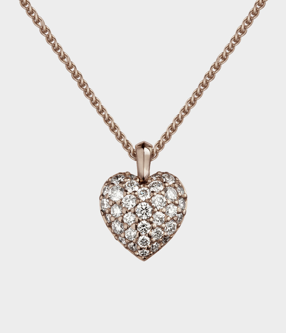 Raspberry Heart Neckalce in 18ct White Gold with Diamonds