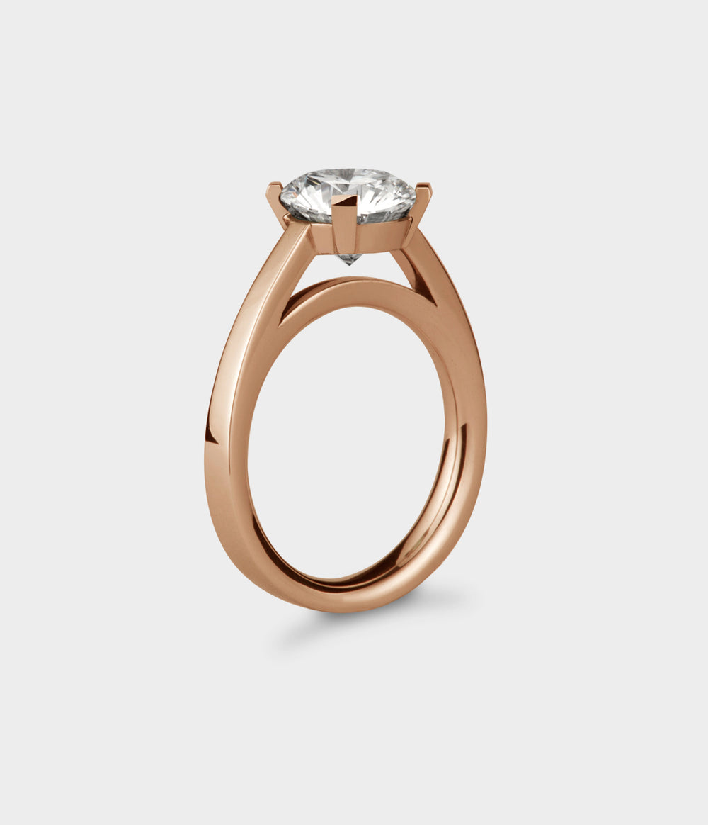 Radiant Light Ring in 9ct Rose Gold with 2ct Moissanite, Size L