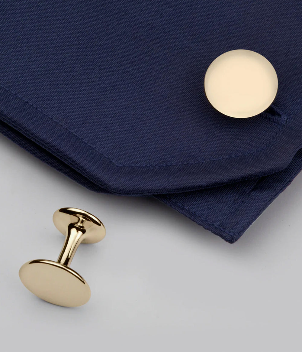 Round Silk Disc Cufflinks in 9ct Yellow Gold