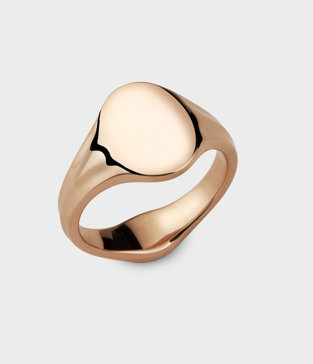 Small Oval Signet Ring in 9ct Rose Gold, Size K1/2