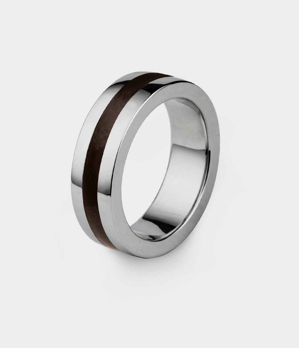 London Oak Stone Geo Ring in Silver, Size Q