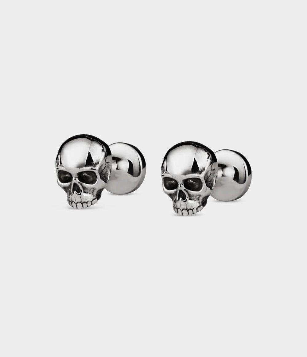 Skull Cufflinks / Sterling Silver / No Stones
