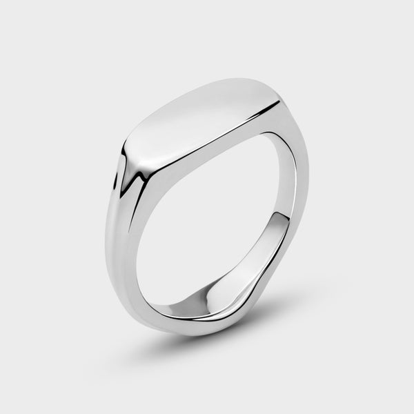 Slim Signet Ring in Sterling Silver - Main View