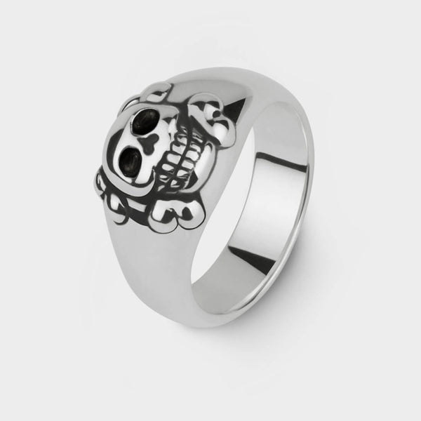 Smiling Skull Ring in Sterling Silver