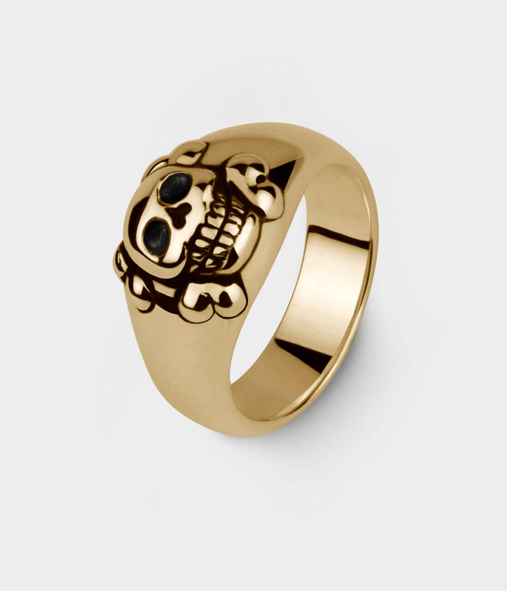 Smiling Skull Ring in 9 Carat Yellow Gold - Custom Option