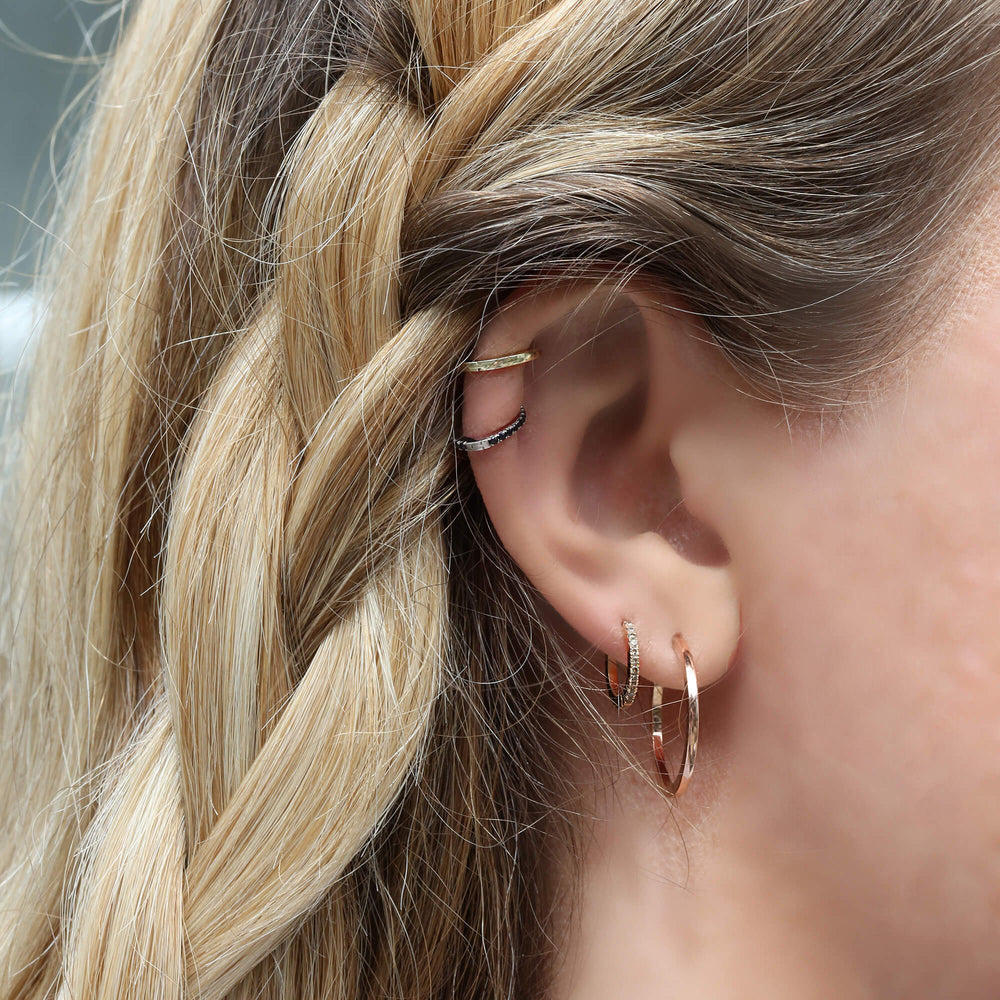 Pavé Diamond Hoops Small in Palladium with Diamond