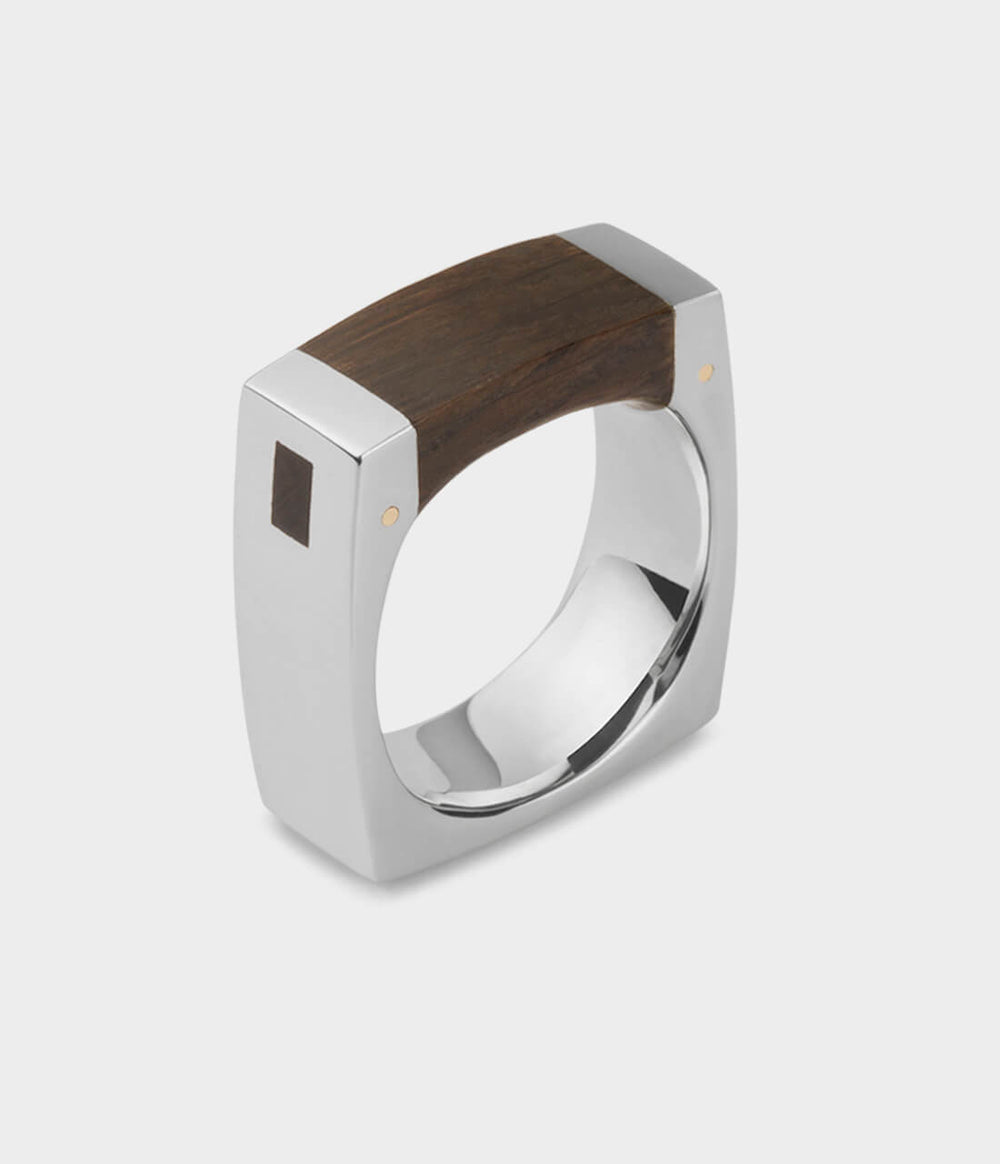 London Oak Mortice Ring - Silver, Size P