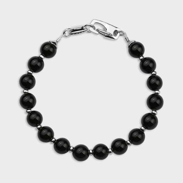 Silver and round onyx stone Trust bracelet.