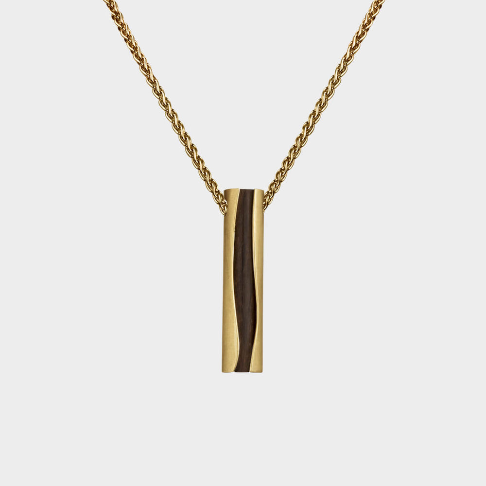 Thames Wood London Oak Wave Necklace / 9 Carat Yellow Gold - Custom Option