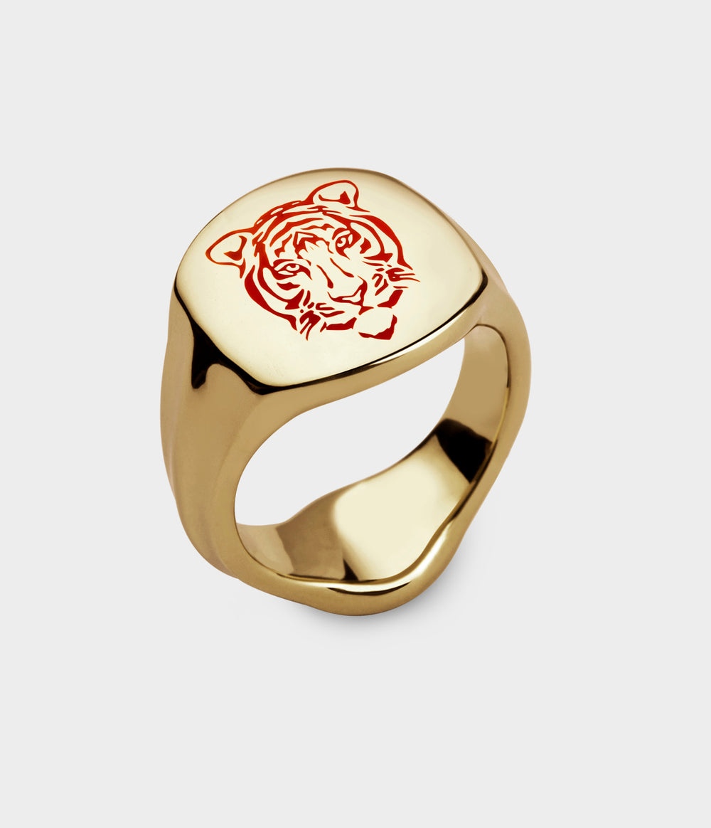 Year of the Tiger Signet Ring in 9ct Yellow Gold, Size T