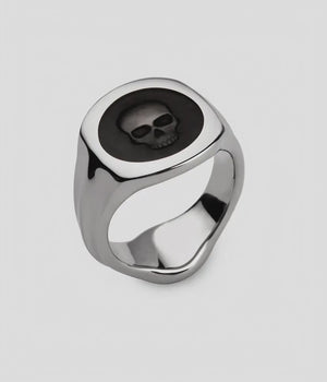 Ghost Skull Enamelled Signet Ring