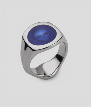 Ghost Skull Enamelled Signet Ring