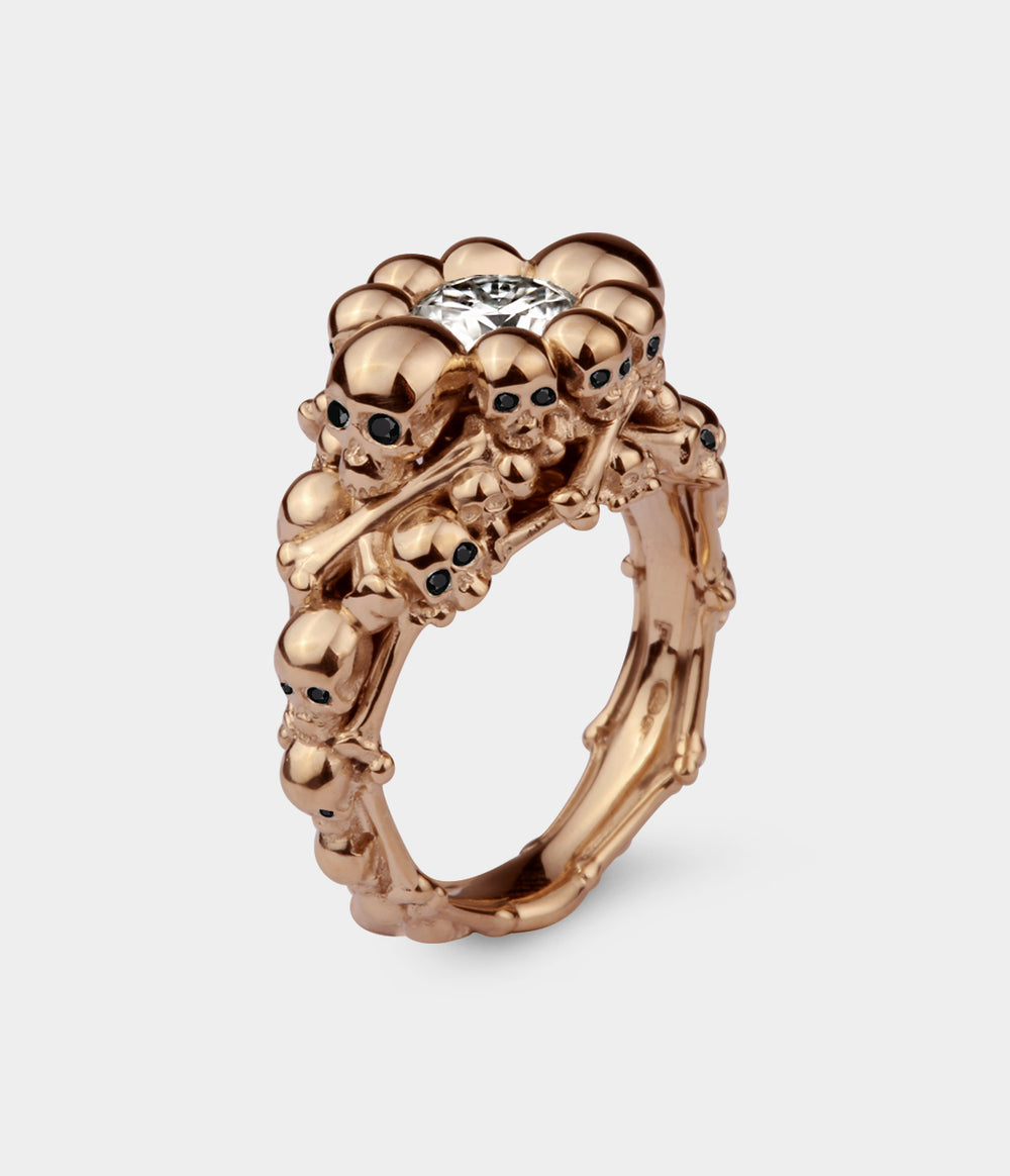 Catacomb Skull & Bones Ring in 9 Carat Rose Gold - Custom Option