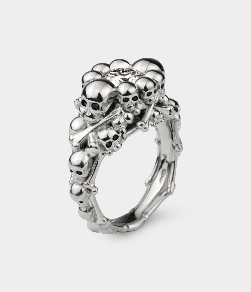Catacomb Skull & Bones Ring in Sterling Silver