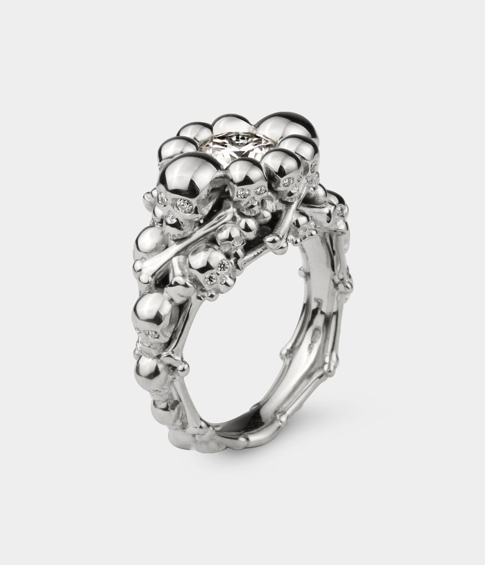 Catacomb Skull & Bones Ring in Sterling Silver
