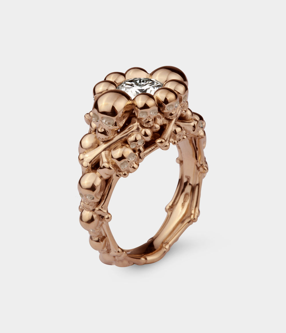 Catacomb Skull & Bones Ring in 9 Carat Rose Gold - Custom Option