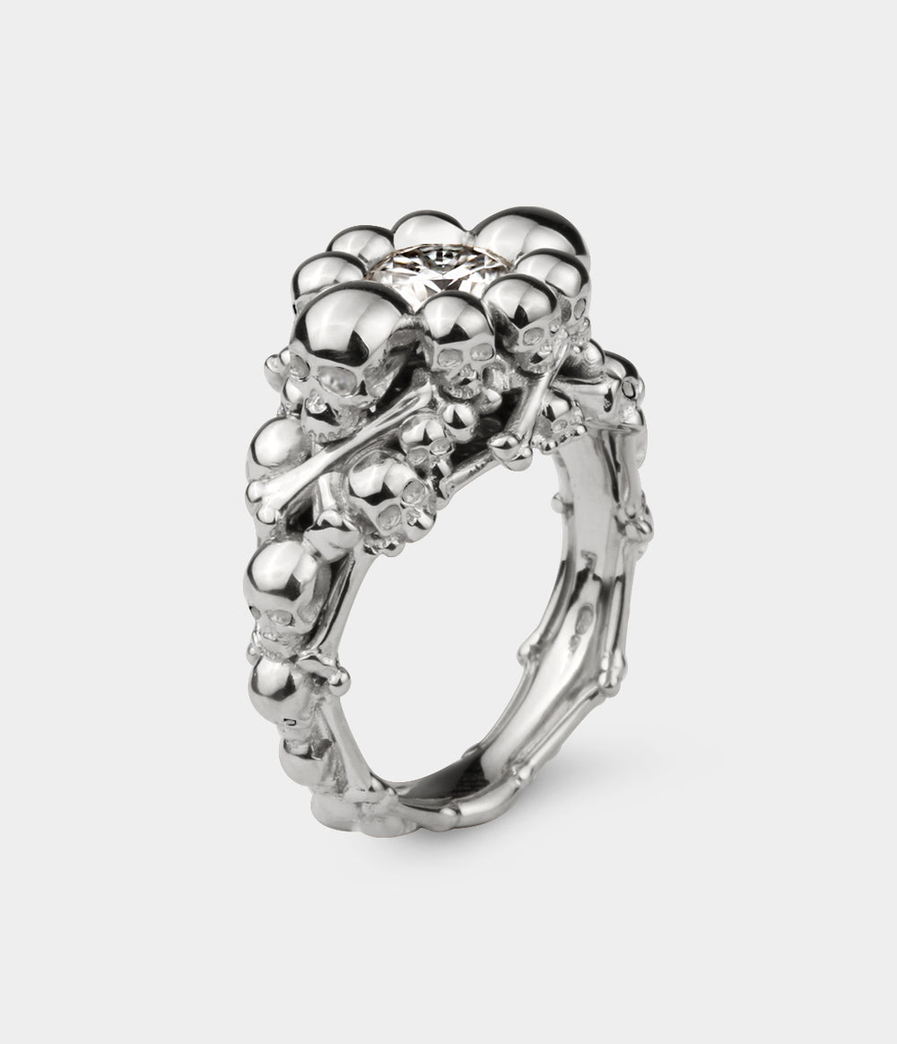 Catacomb Skull & Bones Ring in Sterling Silver