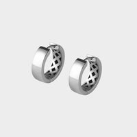 silver Curve Hoop Earrings-New-Hollow Design