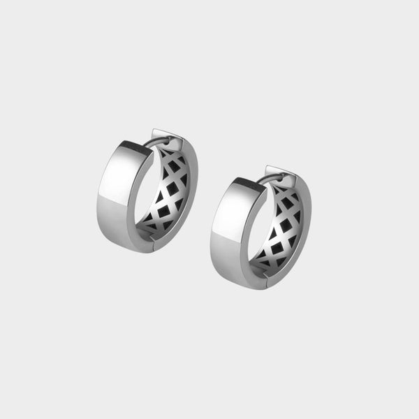 silver Curve Hoop Earrings-New-Hollow Design