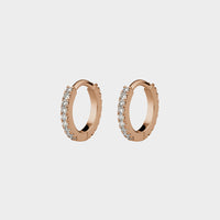 extra small rose gold and diamond hoops