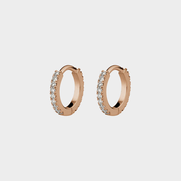extra small rose gold and diamond hoops