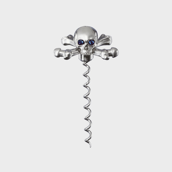Gothic Skull Corkscrew in Satin Chrome Plated Brass & Hardened Steel