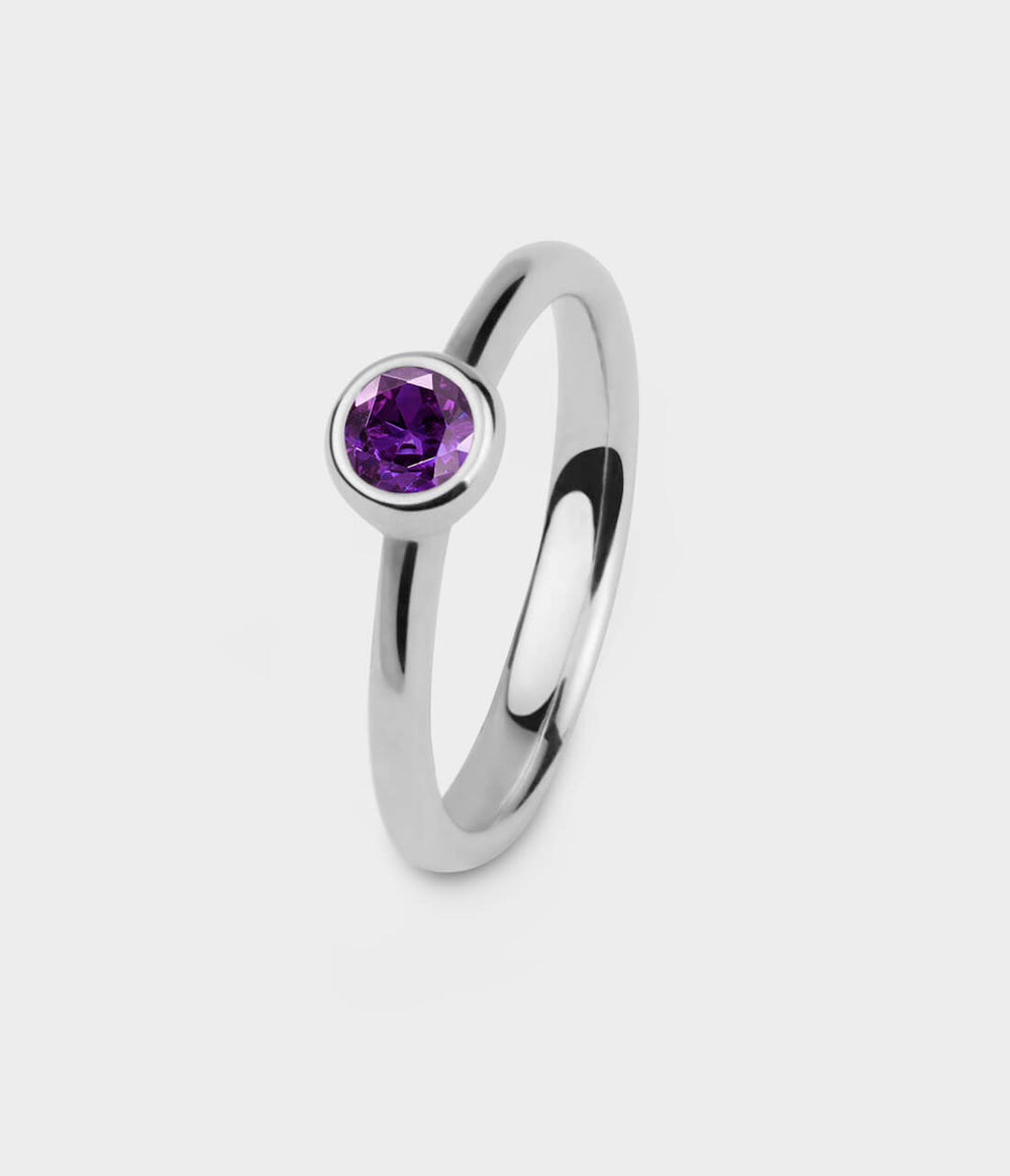 front view of silver halo 4 with amethyst