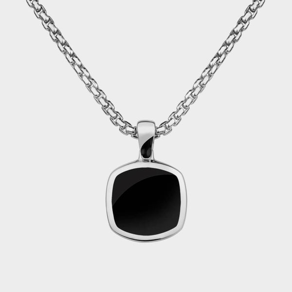 Inlaid Signet Necklace in Sterling Silver