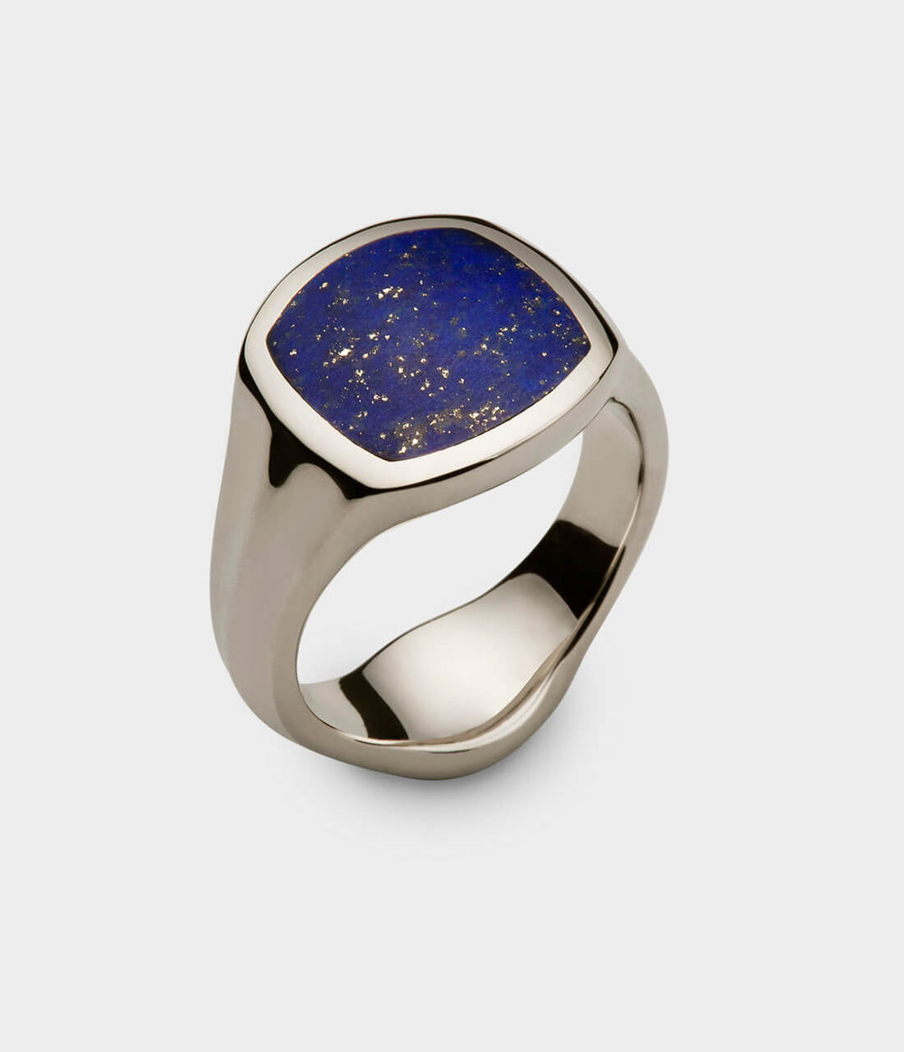 Inlaid Signet Ring in 9 Carat White Gold - Custom Option