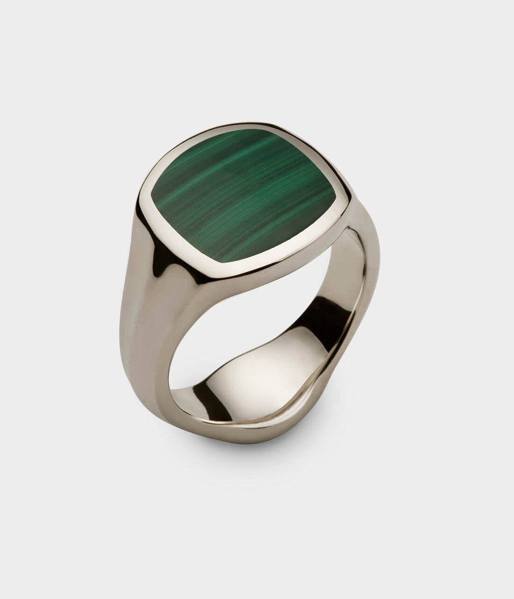 Inlaid Signet Ring in 9 Carat White Gold - Custom Option