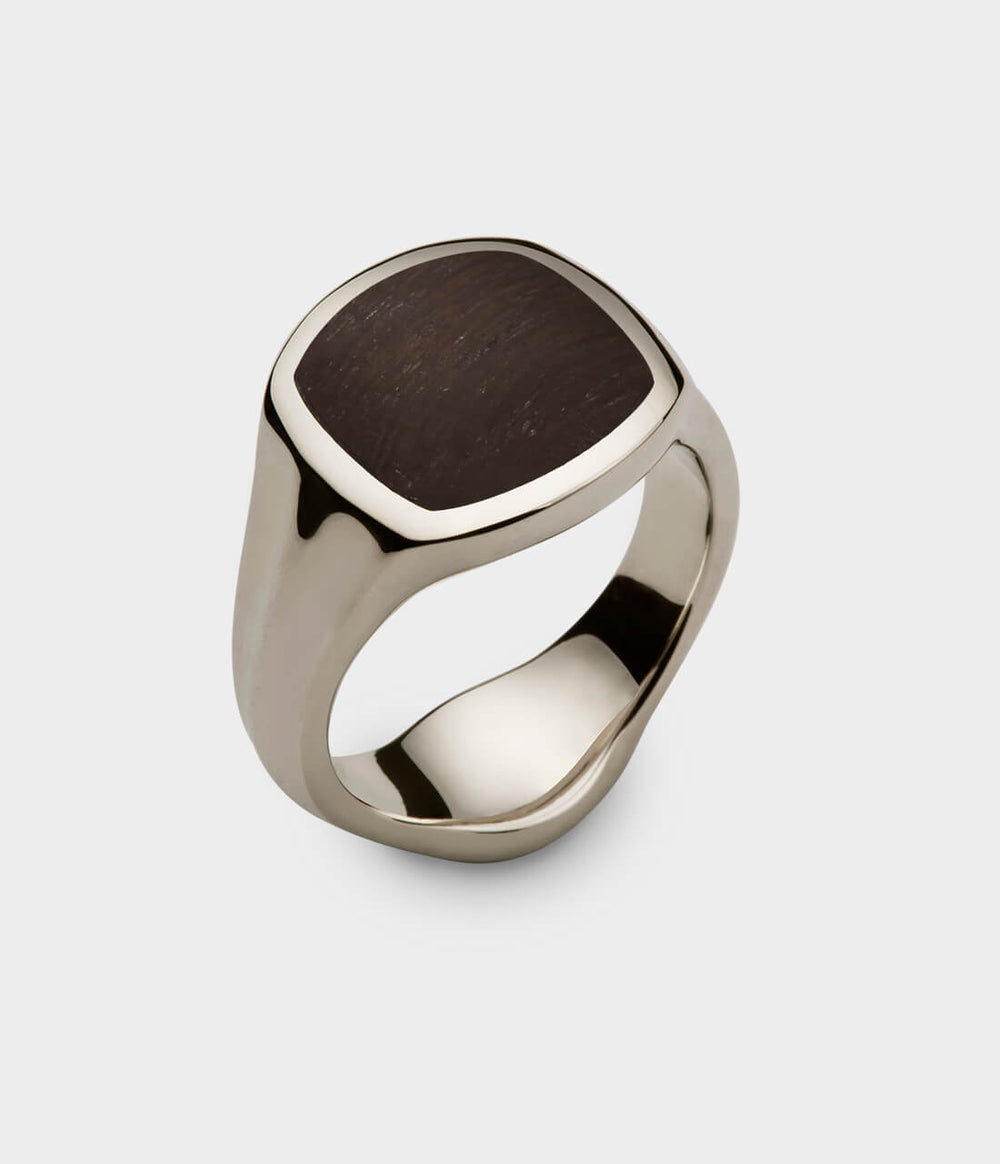 Inlaid Signet Ring in 9 Carat White Gold - Custom Option