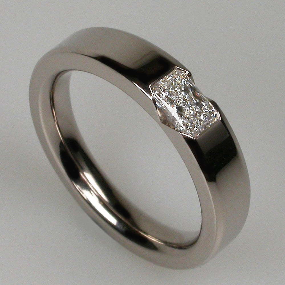 Radiant 18ct White Gold Ring with Certified Diamond DVS 0.52, Size P